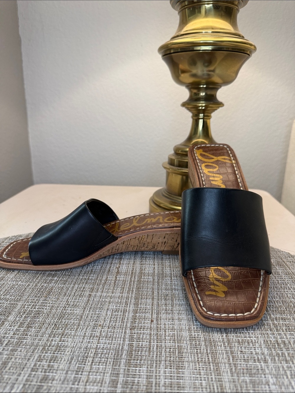 Sam Edelman Black Leather Slide Mules